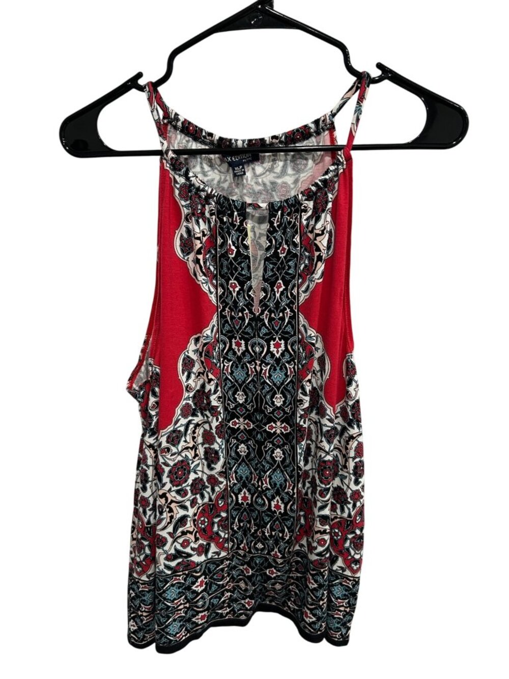 Max Edition Petite Floral Sleeveless Top Red Black Sz XLP Summer Bohemian NWT